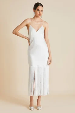 Outlet Zoya Fringed Slip Dressin Silk Satin Dresses