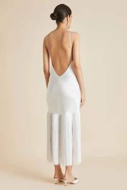 Outlet Zoya Fringed Slip Dressin Silk Satin Dresses