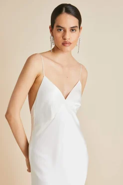 Outlet Zoya Fringed Slip Dressin Silk Satin Dresses
